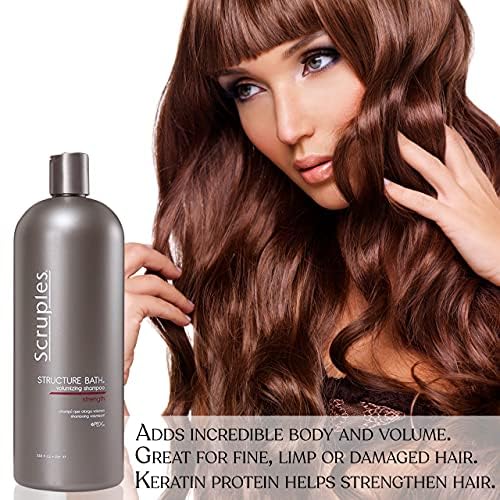 Scruples Structure Bath Volumizing Shampoo - Professional Grade Hair Care - Sulfate Free, Keratin Infused, Moisturizing and Volume Boosting for Fine and Damaged Hair (33.8 oz)