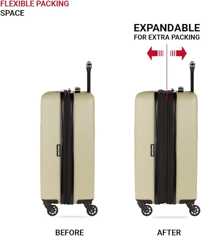 SwissGear 8018 Expandable Luggage Set, 3-Piece Hardside Luggage Set with Spinner Wheels
