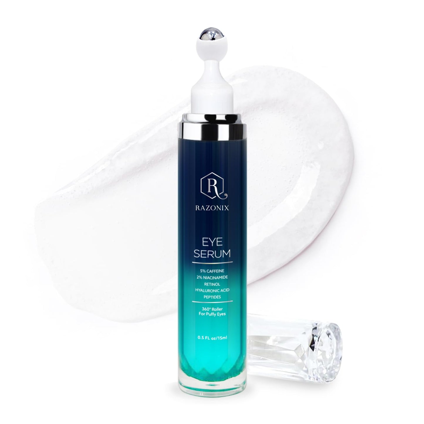 Eye Bags Treatment for Men and Women: Caffeine Eye Cream for Dark Circles โ Cooling Roller for Puffiness Reducer (Medium, Unscented)