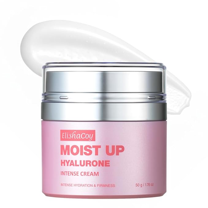 Elishacoy | Moist Up Hyalurone Intense Cream, Deep Hydration & Barrier Repair Moisturizer, With 8 Types of Hyaluronic Acid + 6 Collagen Complex, Ceramide Capsules, Vegan Formula, 50g (1.76 oz)