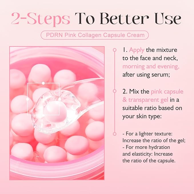 PDRN Collagen Renewal Anti-Aging Face Moisturizer Cream with Capsule Gel, Korean Skincare for Deep Hydration and Skin Repair, 50g, 1.7 fl oz