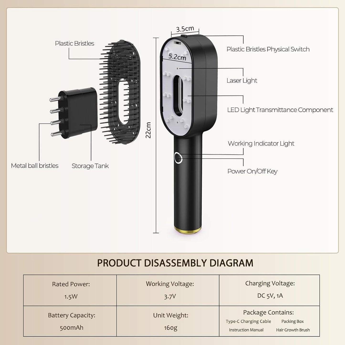 Laser Therapy Hair Growth Comb - Handheld Growth Comb, Promote Growth