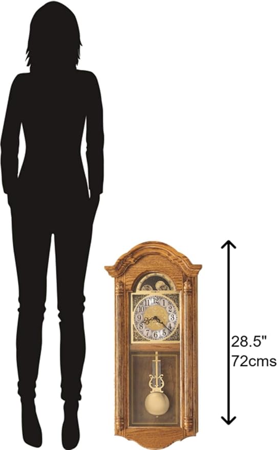 Howard Miller Mason II Wall Clock, Crystal Glass Golden Pendulum Wall Clocks, Analog Display Ave Maria Chime Movement Perfect for Living Room & Home Decor, Home Shape Portable Clock