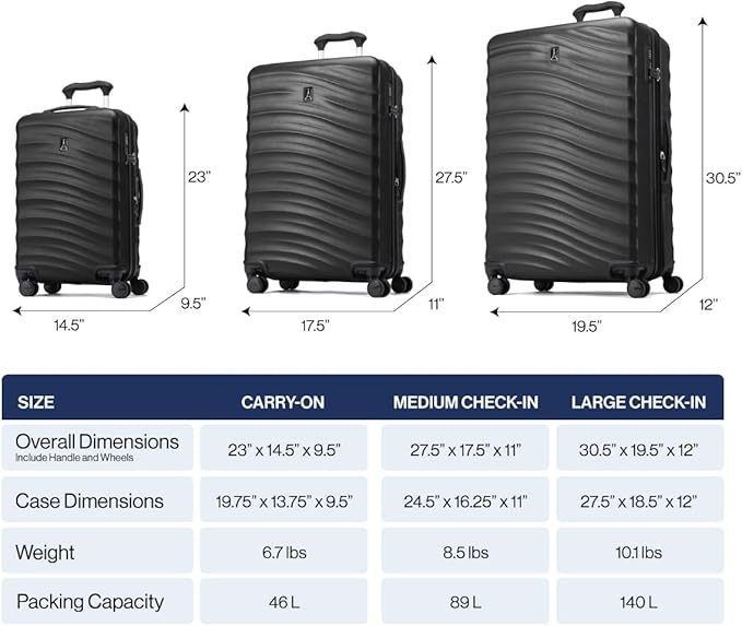 Travelpro Maxlite Air V2 Hardside Expandable Luggage, 8 Spinner Wheels, Lightweight Hard Shell, TSA lock, Shadow Grey, 3-Piece Set (20/25/28)