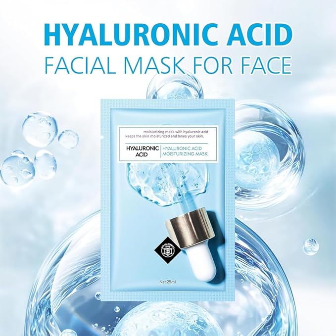 Facial Masks Skincare for Women,Hyaluronic Acid Hydrating Face Sheet Masks,Moisturizing Face Mask Suitable for All the Skin,Dry Skin,Face Spa Mask 10 Sheets