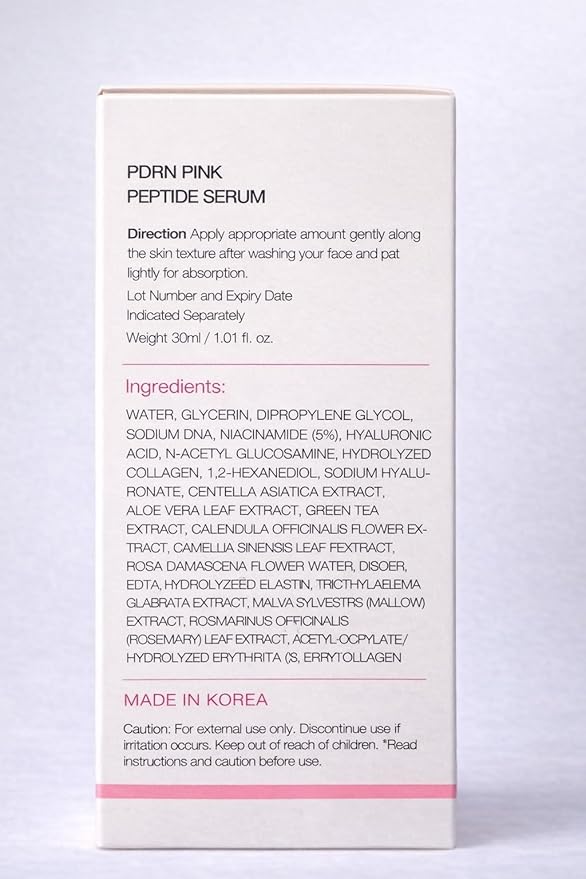 PDRN Peptide Repair Serum – High-Purity Salmon DNA, Peptide Complex, Niacinamide – Hydrating & Firming Facial Serum – Made in Korea