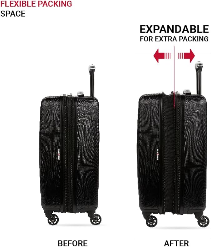 SwissGear 8018 Expandable Luggage Set, 3-Piece Hardside Luggage Set with Spinner Wheels