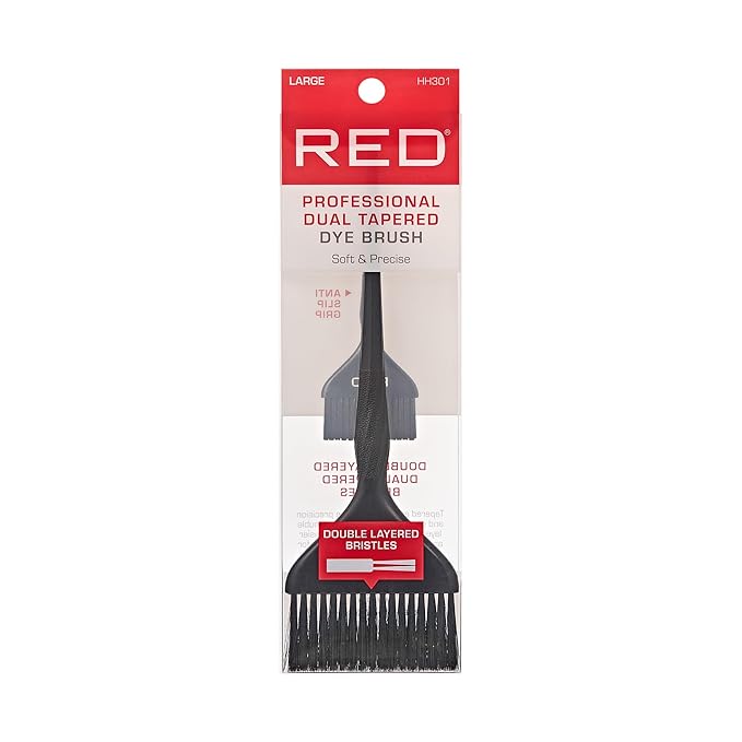 RED by Kiss Professional Dual Tapered Hair Dye Brush, Double Layered Bristles, Non-Slip Spiral Handle, Salon Precision Tool (Large)
