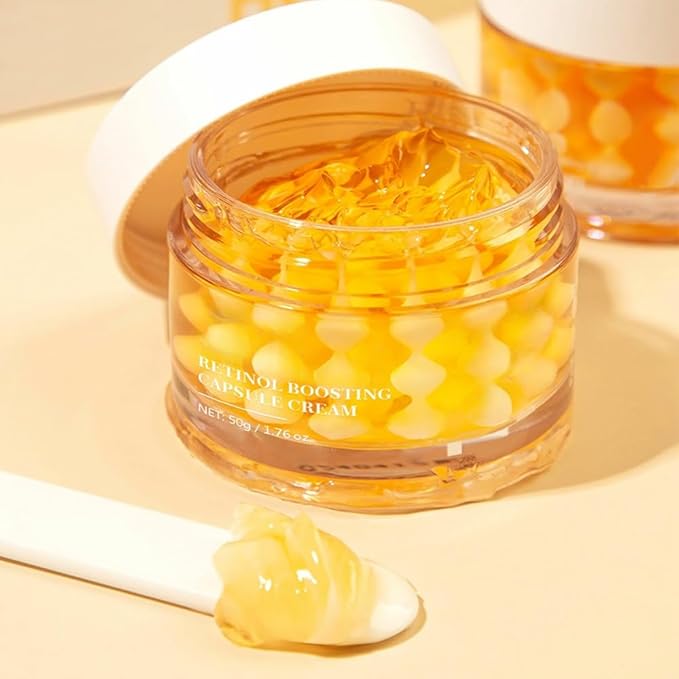 KOEC Deep Collagen Retinol Boosting Capsule Cream,Golden Capsule Face & Neck Moisturizer with Hyaluronic Acid for Firming & Hydratng & Smoothing,Anti Aging Day & Night Cream for All Skin 1.76 fl.oz