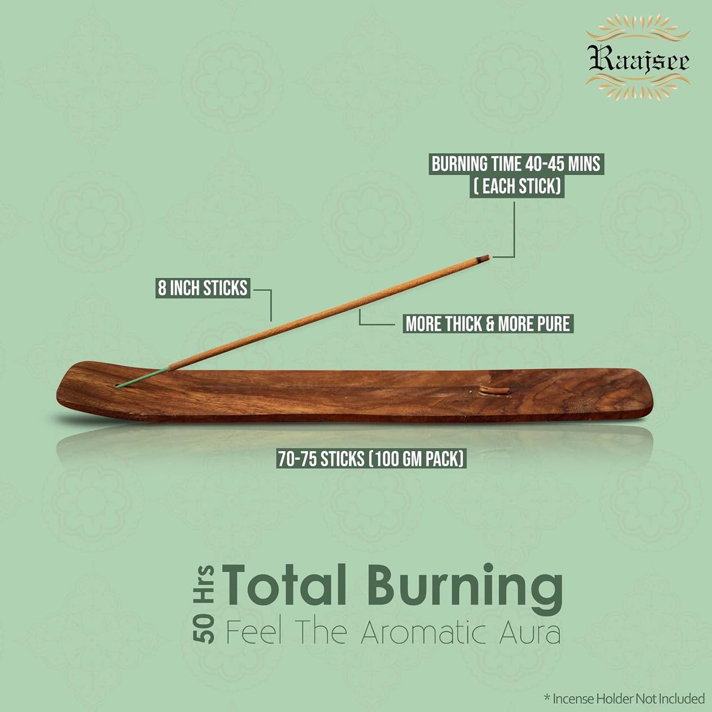 Raajsee Patchouli Incense Sticks 100 gm Pack-100% Pure Organic Natural Hand Rolled Free from Chemicals-Perfect for Church,Aromatherapy,Relaxation,Meditation,Positivity & Sensual Therapy - Glowelle