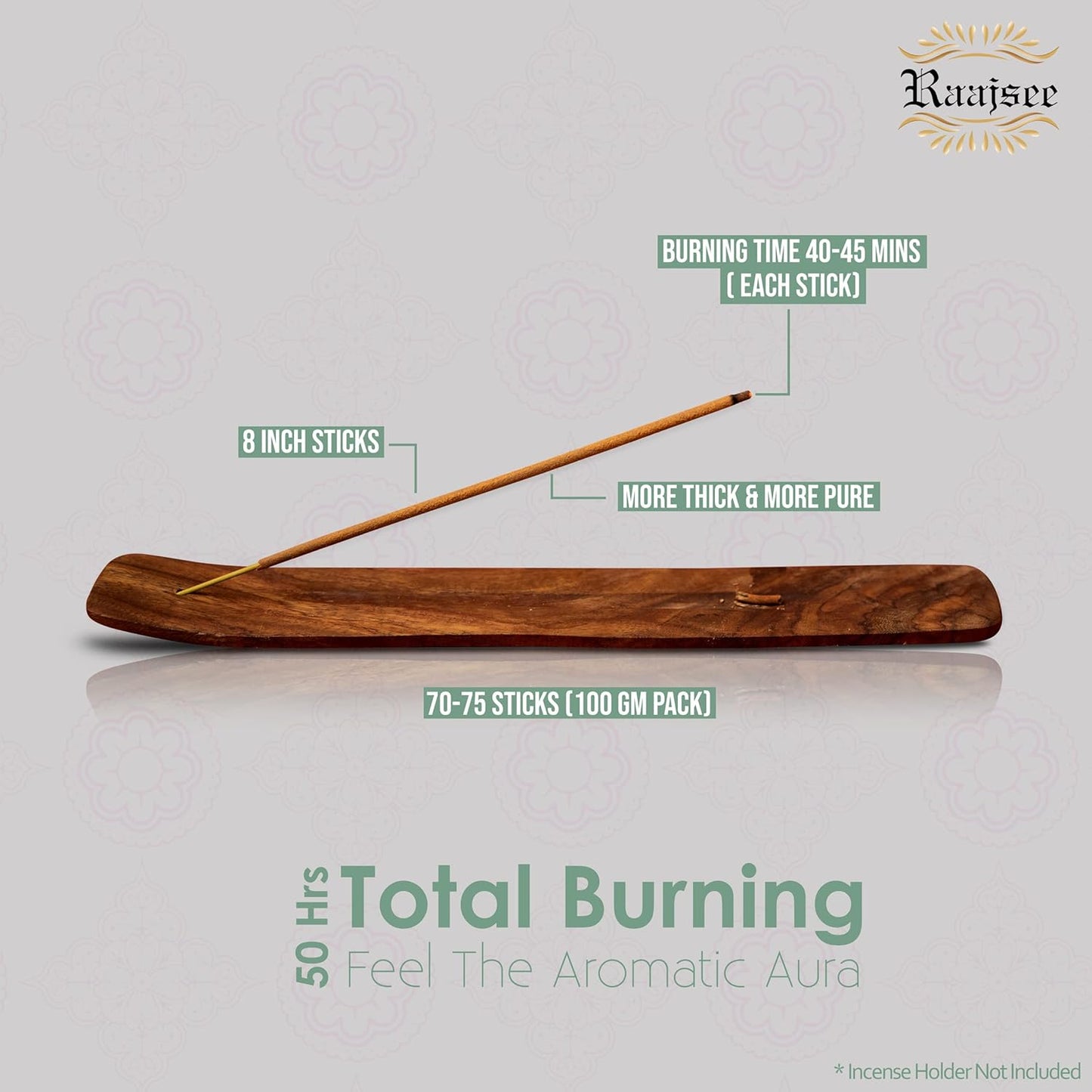 Raajsee White Sage Incense Sticks, 100%-Natural Charcoal Free Organic Non Toxic Clean Burning Handmade Insence Sticks 100 gm Pack, Meditation Gifts โ Spritual Cleansing - Glowelle