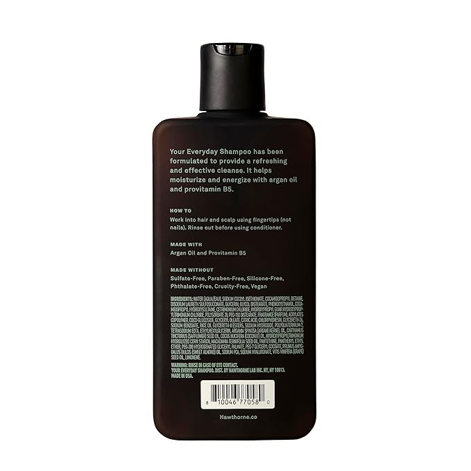 Hawthorne Men's Everyday Shampoo. For Stronger, Healthier Hair with Avocado Oil and Coconut Oil. Mint and Eucalyptus Scent. Sulfate Free, Paraben Free, Mens All Natural Shampoo. 8 fl. oz. 2-Pack.