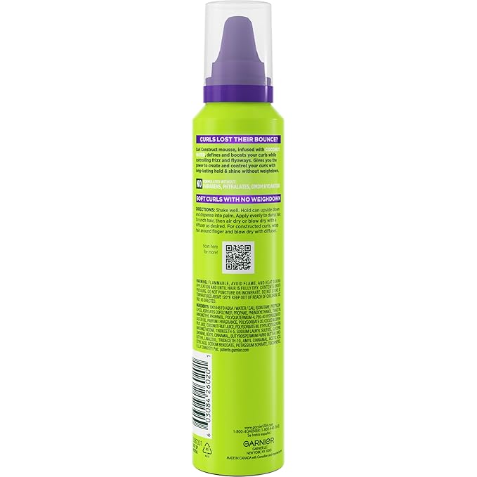 Garnier Fructis Style Curl Construct Creation Mousse, 6.8 Oz, 1 Count (Packaging May Vary)