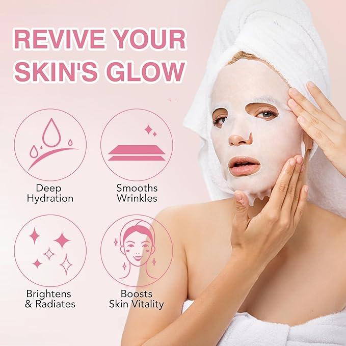 Facial Masks Skincare for Women, Pink Rose Hydrating Face Sheet Masks,Moisturizing Face Mask Suitable for All the Skin,Dry Skin,Face Spa Mask 10 Sheets