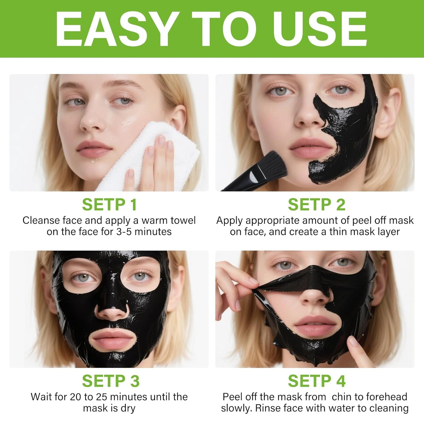 Blackhead Remover Mask for Women & Men, Bamboo Charcoal Peel Off Black Masks,Oil Control Deep Cleansing,for All Skin Types๏ผ4.23OZ๏ผ