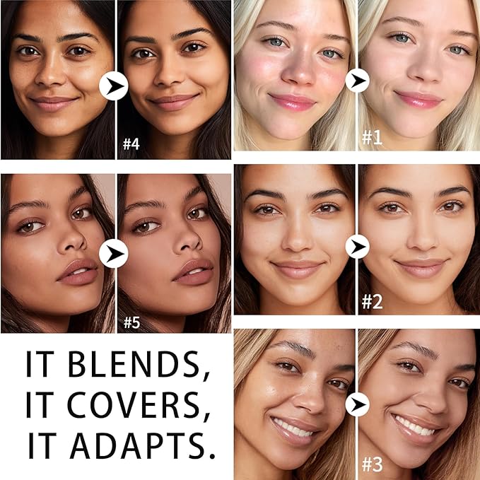 AKARY Color Changing Foundation Stick, Medium to Full Coverage Cream Blance Cover Cream Stick Hydrating Makeup, Dual-Ended with Soft Brush for Flawless Look, Portable & Travel-Friendly, #5 Tan