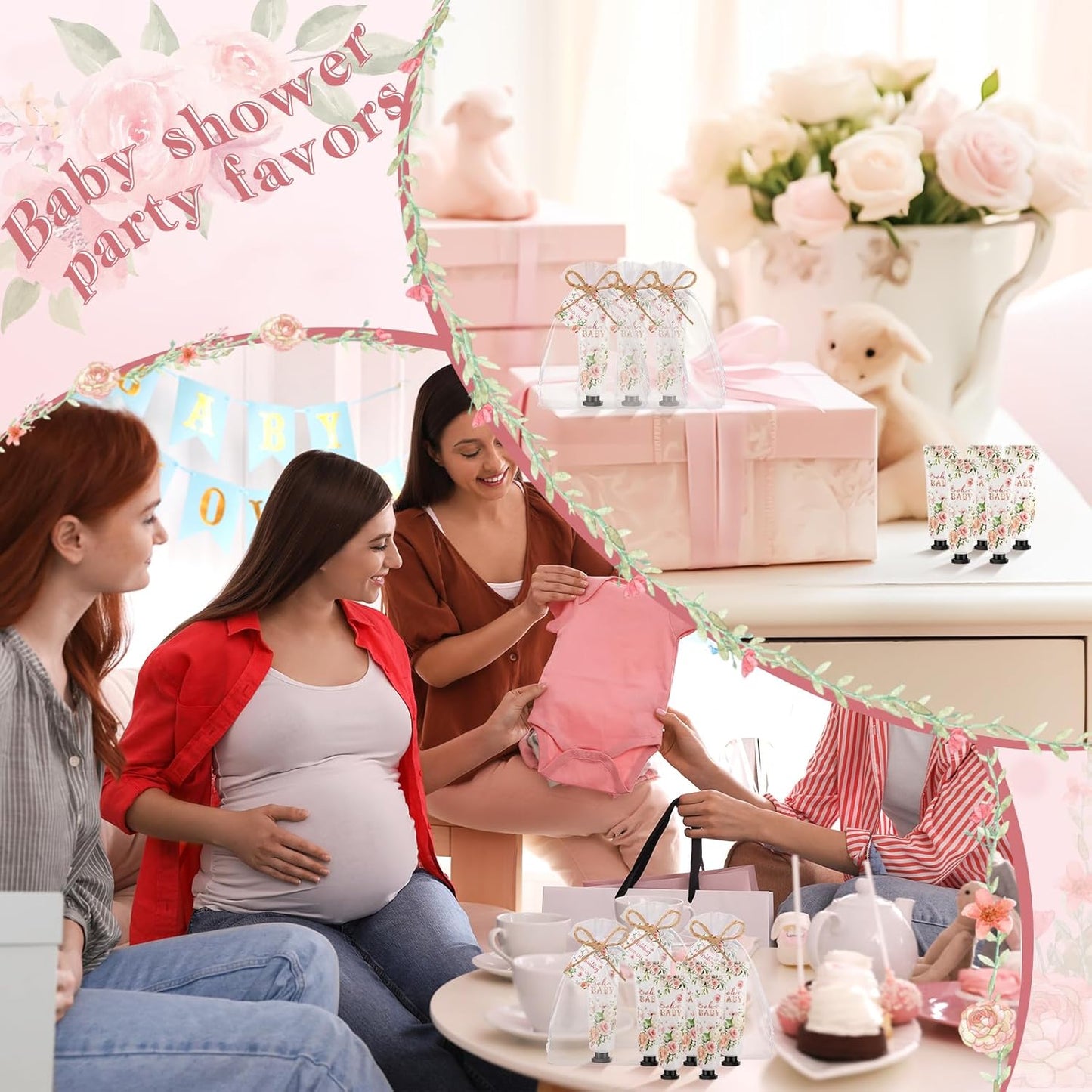 48 Sets Baby Shower Hand Cream Party Favors for Guests Gift Bulk Travel Size Hand Lotion Set for Baby Shower Wedding Christmas(Flower) - Glowelle