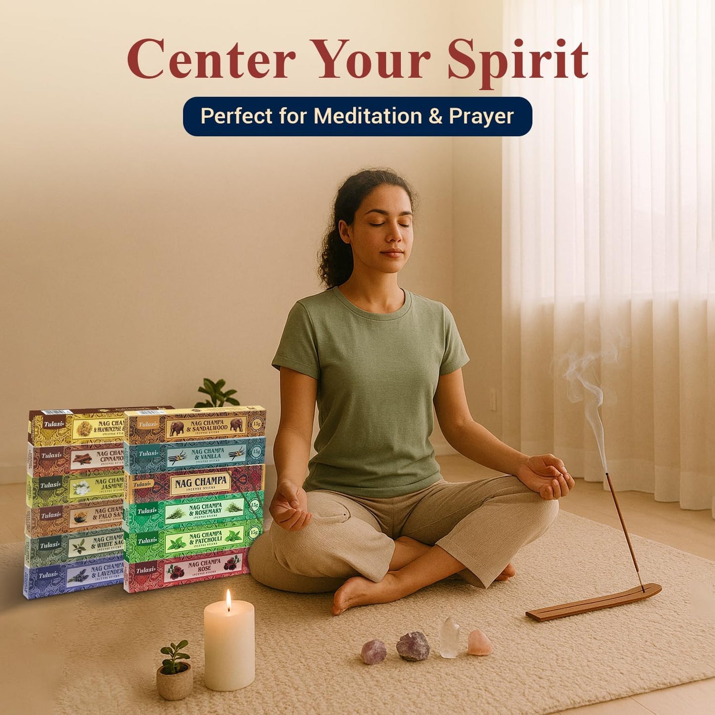 Nag Champa Incense Sticks with Natural Oils, Assorted Incense Set of 12 Scents - Lavender, Rose, Sandalwood, Vanilla, White Sage, Cinnamon, Rosemary etc, Positive Aroma for Meditation, Yoga & Prayer - Glowelle