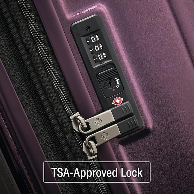 Samsonite Octiv Lightweight Hardshell 3-Piece Luggage Set (20/24/28) - Durable & Impact Resistant, 360ยฐ Aero Trac Spinner Wheels, Adjustable Telescopic Handle, Expandable, TSA Approved Lock - Purple