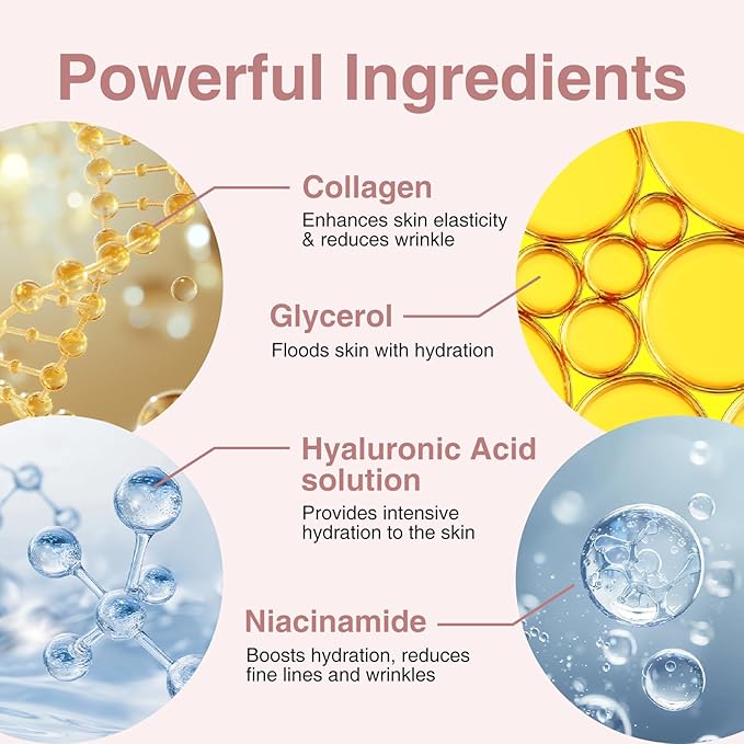 Bio-Collagen Face Mask, Real Deep Hydrating Collagen Overnight Mask, Face Masks Skincare, Facial Sheet Masks for Skin care, Pore Minimizing, Firming, and Moisturizing. (4 Count (Pack of 1))