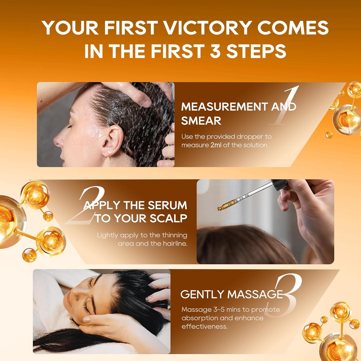 Women‘s Hair Growth Serum Oil, 100% Veganic Natural Herbal Extracts, Root Revive Visibly Thickening Fuller Hair, Follicle Stimulator Scalp Serum for Hair Loss/Shedding,Thin, Dry & Damaged Treatment - Glowelle