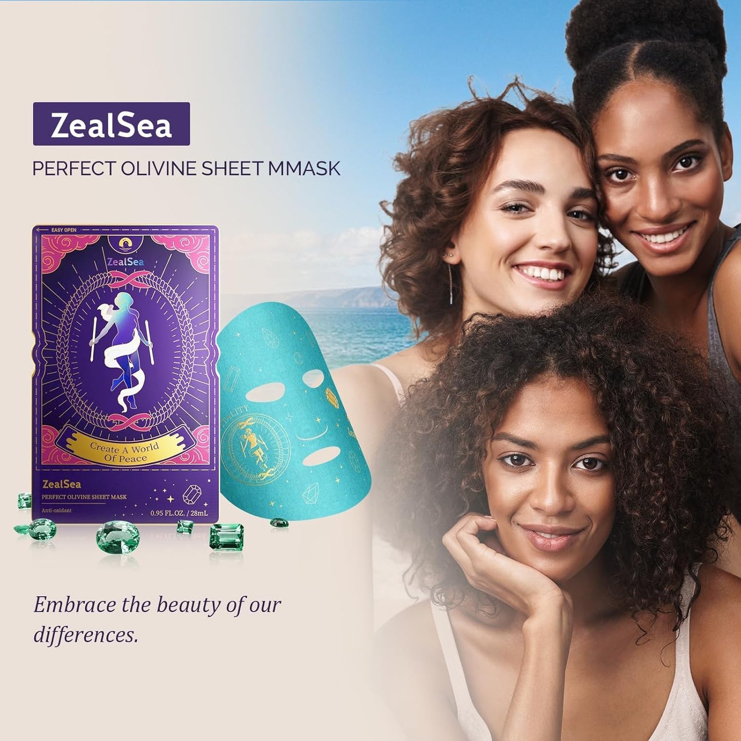 ZealSea Collagen Face Mask Skincare for Anti Aging, Hydrating Face Masks, Oat Peptide Face Mask for Wrinkles & Fine Lines, Beauty Sheet Mask, Self Care Gift for at Home Spa Party pack of 2 - Glowelle