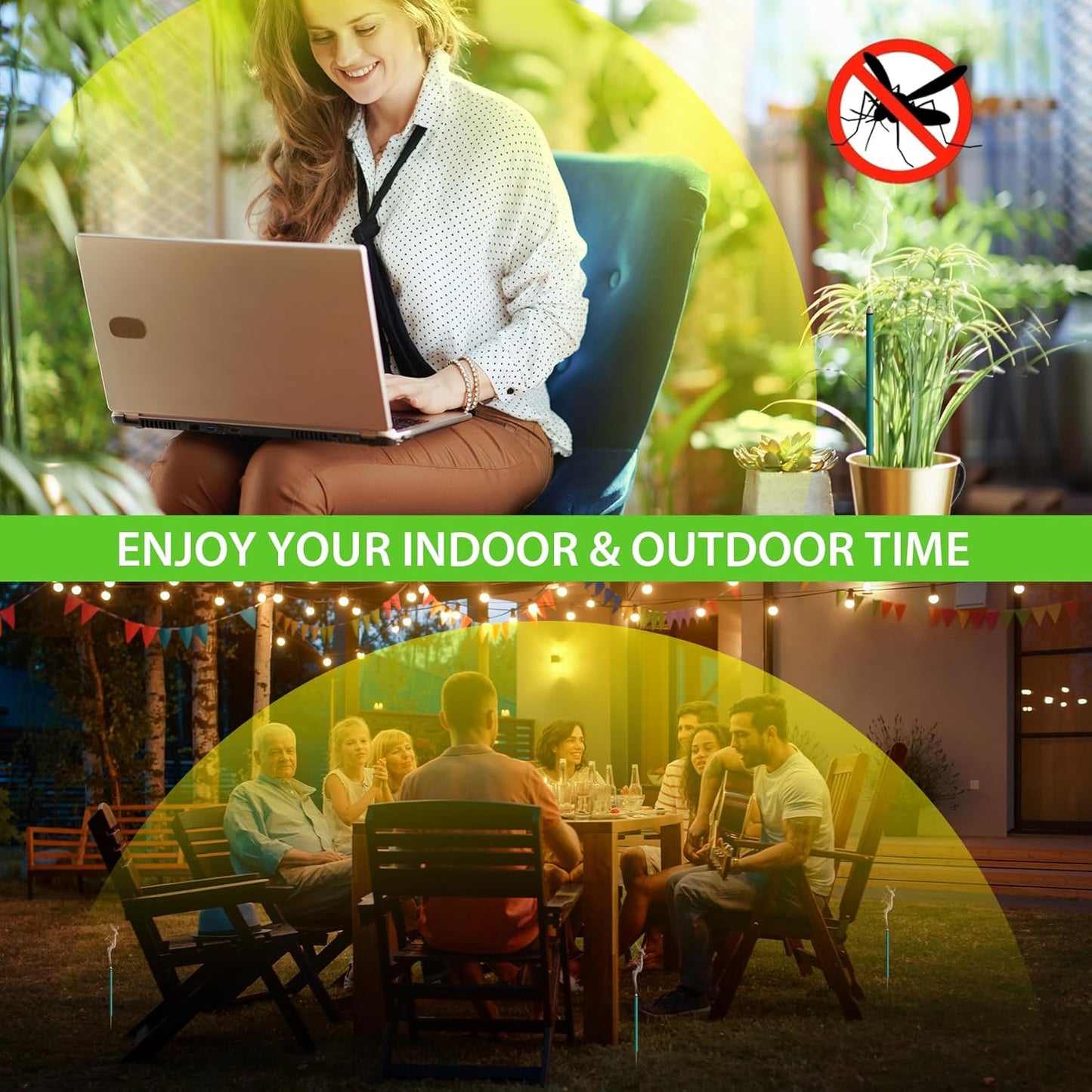 BugBai® Mosquito Repellent Outdoor Patio 120 PCS, Citronella Oil Mosquito Incense Sticks Indoor Home Pet Family Safe, Natural Plant-Based Bug Insect Barrier for Yard Garden Lawn Camping Fishing - Glowelle