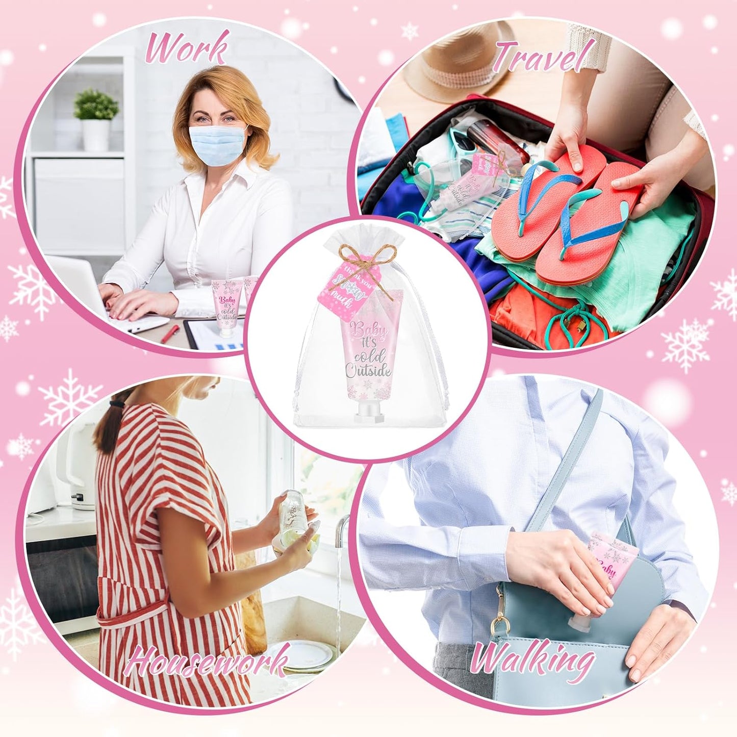 48 Sets Baby Shower Hand Cream Baby Shower Party Favors for Guests Christmas Hand Cream Gift Bulk Travel Size Lotion Set for Wedding Christmas(Cold Outside) - Glowelle