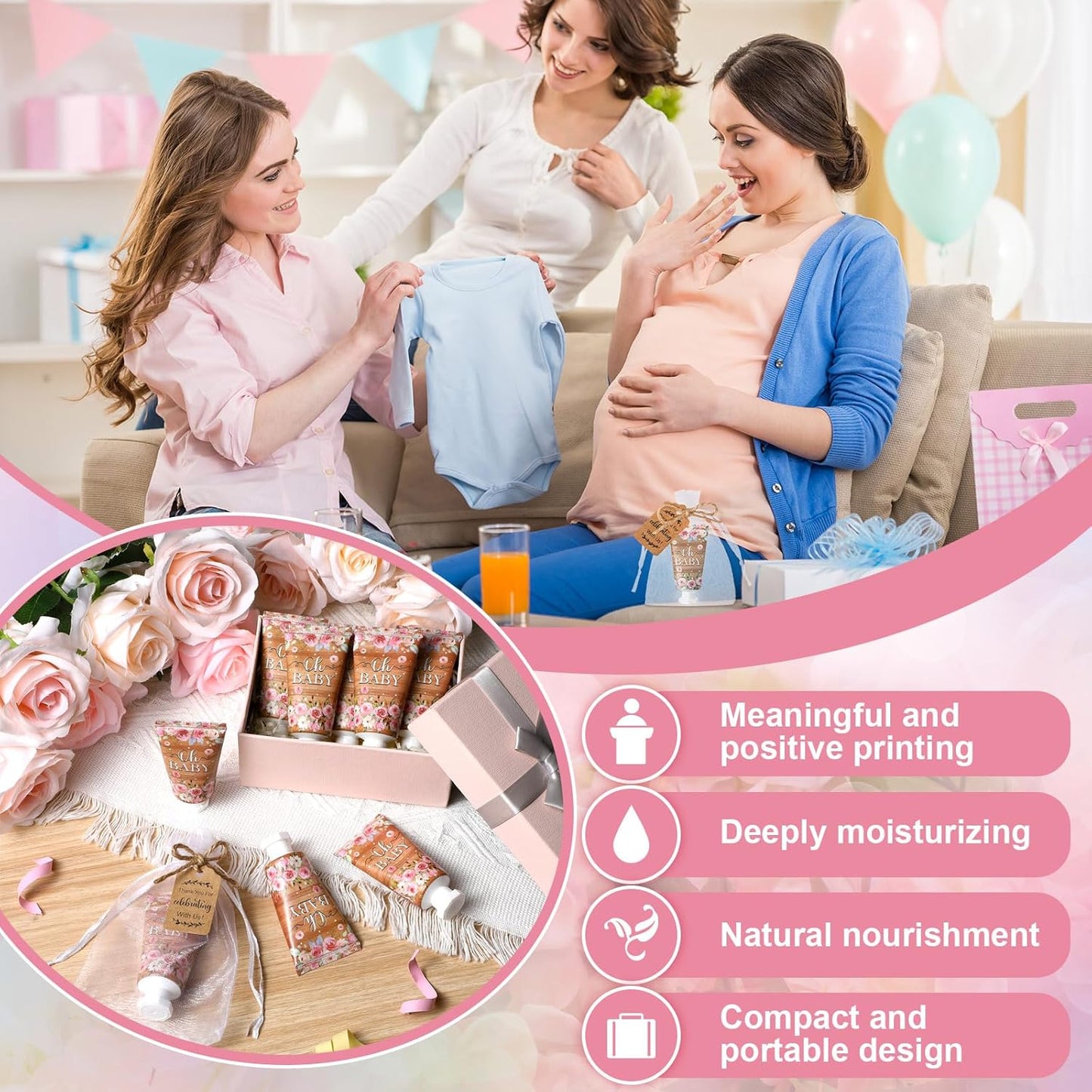 48 Sets Baby Shower Hand Cream Party Favors for Guests Gift Bulk Travel Size Hand Lotion Set for Baby Shower Wedding Christmas(Floral) - Glowelle