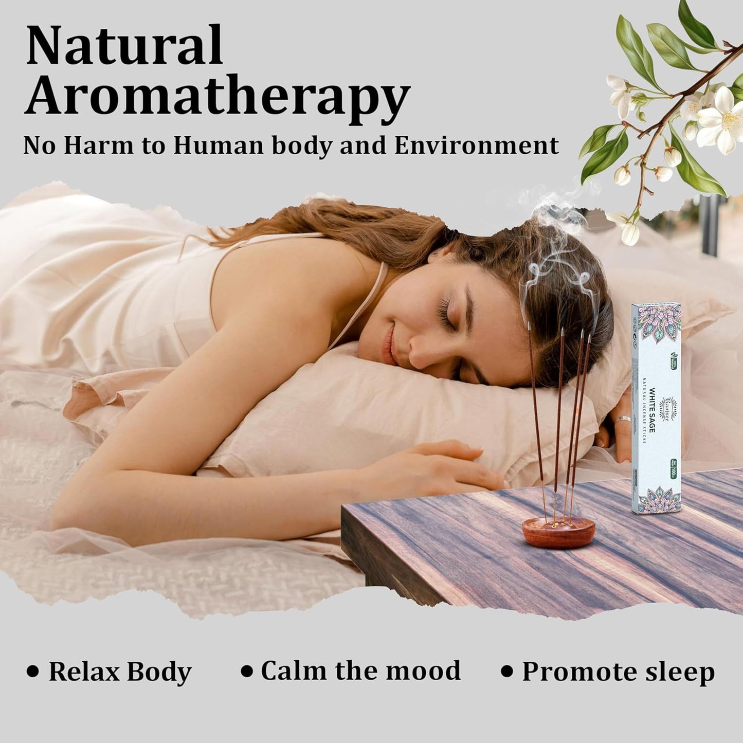 Raajsee White Sage Incense Sticks (180 gm), 100% Pure Organic Natural Hand Rolled Free from Chemicals - Perfect for Aromatherapy, Cleansing, Meditation, and Church (Pack of 12) - Glowelle