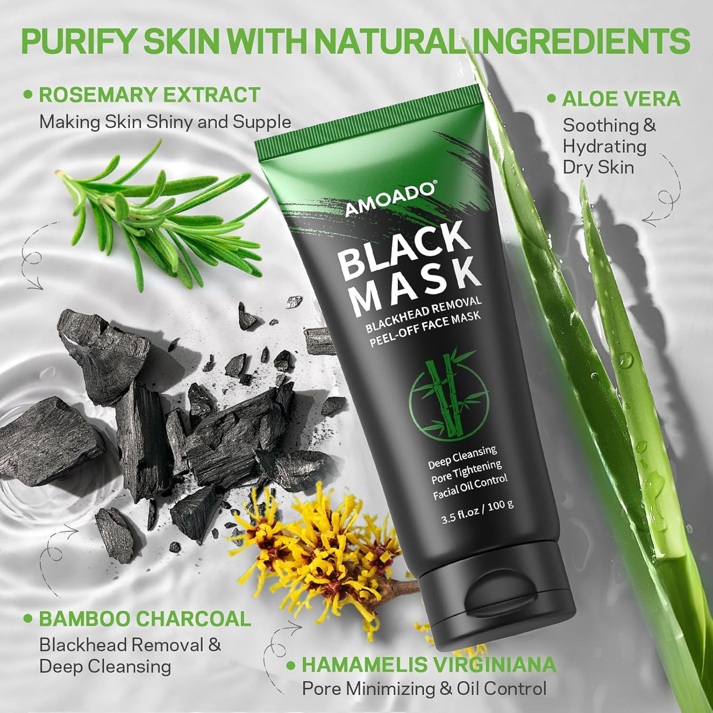 Blackhead Remover Mask, Charcoal Peel Off Mask Kit, (100g) Deep Pore Cleans,Oil Control, Blackheads Removal Peel Off Face Mask for Men & Women – Includes Brush,Extractor Tool