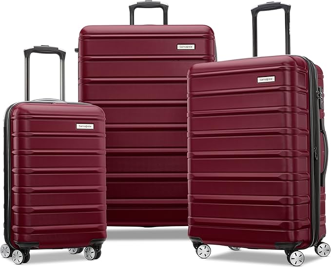 Samsonite Omni 2 Hardside Expandable Luggage with Spinner Wheels, 3-Piece Set (19/24/28), Natural Merlot
