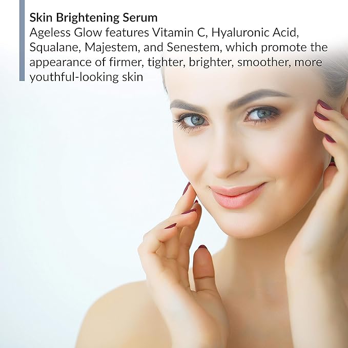 BioTrust Ageless Glow Anti Aging Moisturizer, Skin Brightening Serum with Vitamin C and Hyaluronic Acid, Plant-Based, Naturally Derived Facial Serum (1 fl oz.)