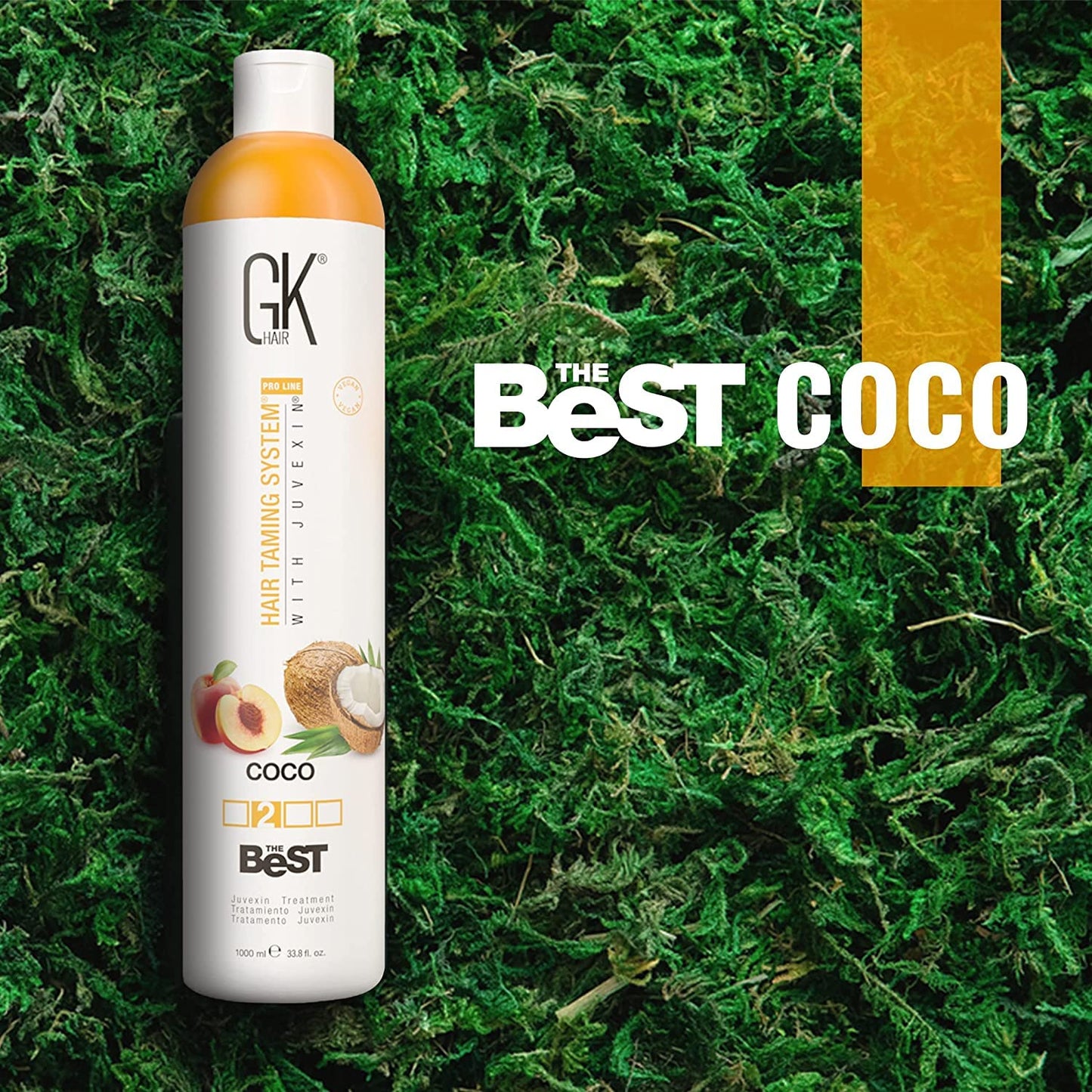 GK HAIR Global Keratin The Best COCO (33.8 Fl Oz/1000ml) Smoothing Keratin Hair Treatment - Professional Brazilian Complex Blowout Straightening For Silky Smooth & Frizz Free Hair - Glowelle