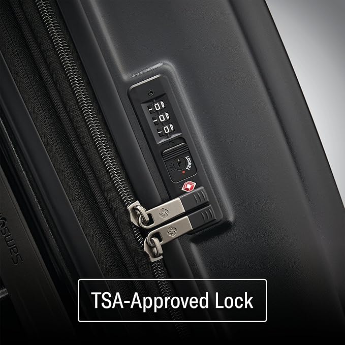 Samsonite Octiv Lightweight Hardshell 3-Piece Luggage Set (20/24/28) - Durable & Impact Resistant, 360ยฐ Aero Trac Spinner Wheels, Adjustable Telescopic Handle, Expandable, TSA Approved Lock - Black