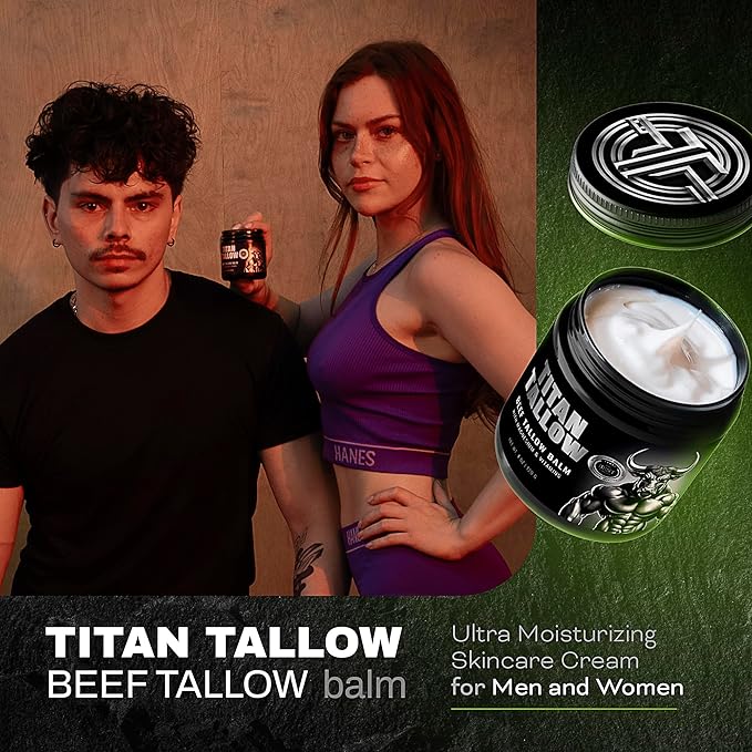 Beef Tallow for Skin, Face & Body Balm with Magnesium for Sleep, Leg Cramps & Pain, Muscle Relaxation, Moisturizing Topical Cream - Organic Grass-Fed & Grass-Finished Tallow, Manuka Honey Lotion