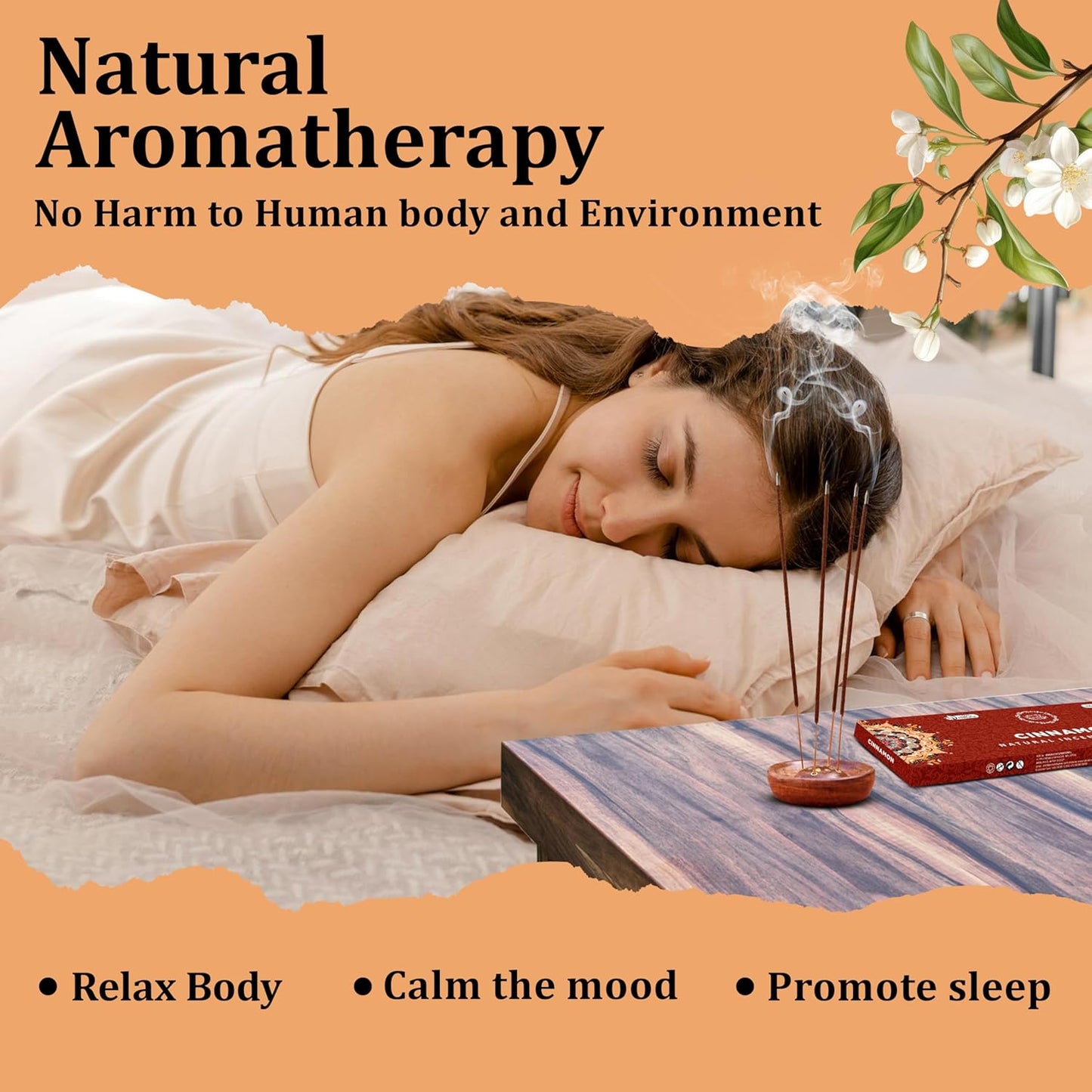 Raajsee Cinnamon Incense Sticks 100gm, Charcoal Free - !00% Natural - Organic Non-Toxic Insence Sticks, Inscents Made with Upcycled Flowers, Meditation Gifts โ Spiritual Cleansing - Glowelle