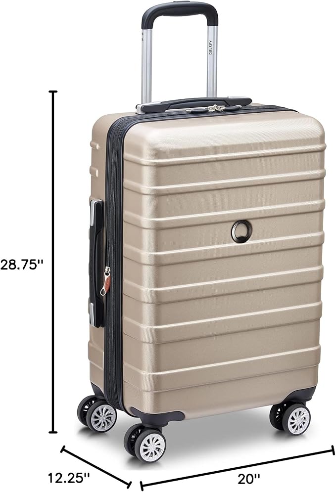 DELSEY PARIS Margot Hardside 3-Piece Set, Expandable Luggage with 4 Spinner Wheels, Lightweight Suitcase, 21" Carry-On, 24" Checked Medium, 28" Checked Large, Gold