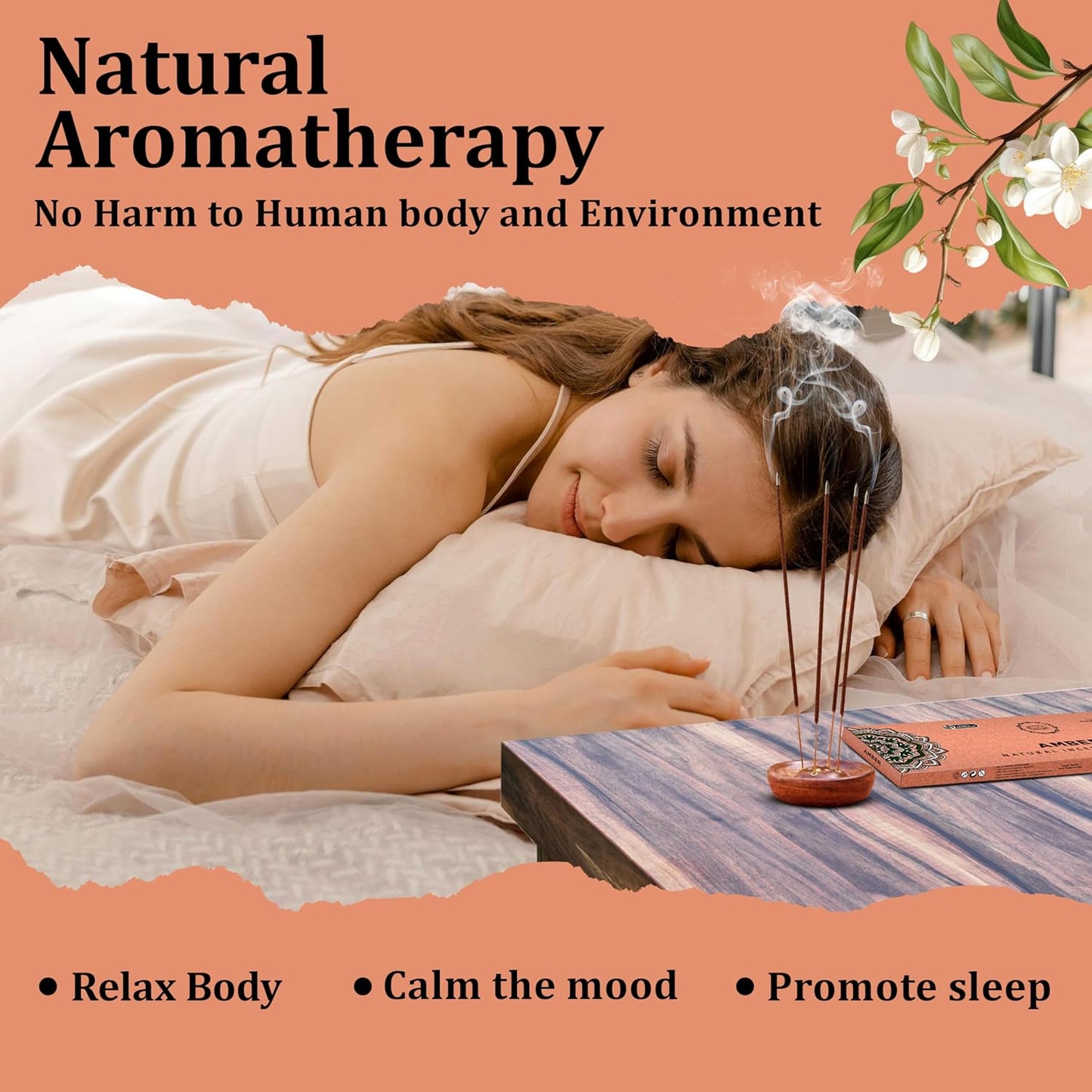 Raajsee Amber Incense Sticks 100 Gm Pack-100% Pure Organic - Natural Hand Rolled Free from Chemicals-Insence for Church,Relaxation, Meditation & Sensual Therapy - Glowelle