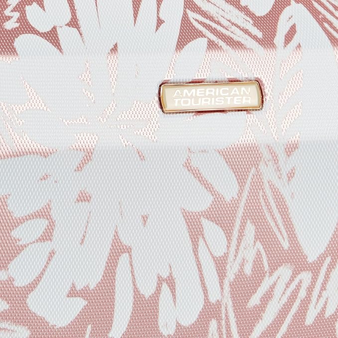 American Tourister Moonlight Hardside Expandable Luggage with Spinner Wheels, Ascending Gardens Rose Gold, Checked-Medium 24-Inch