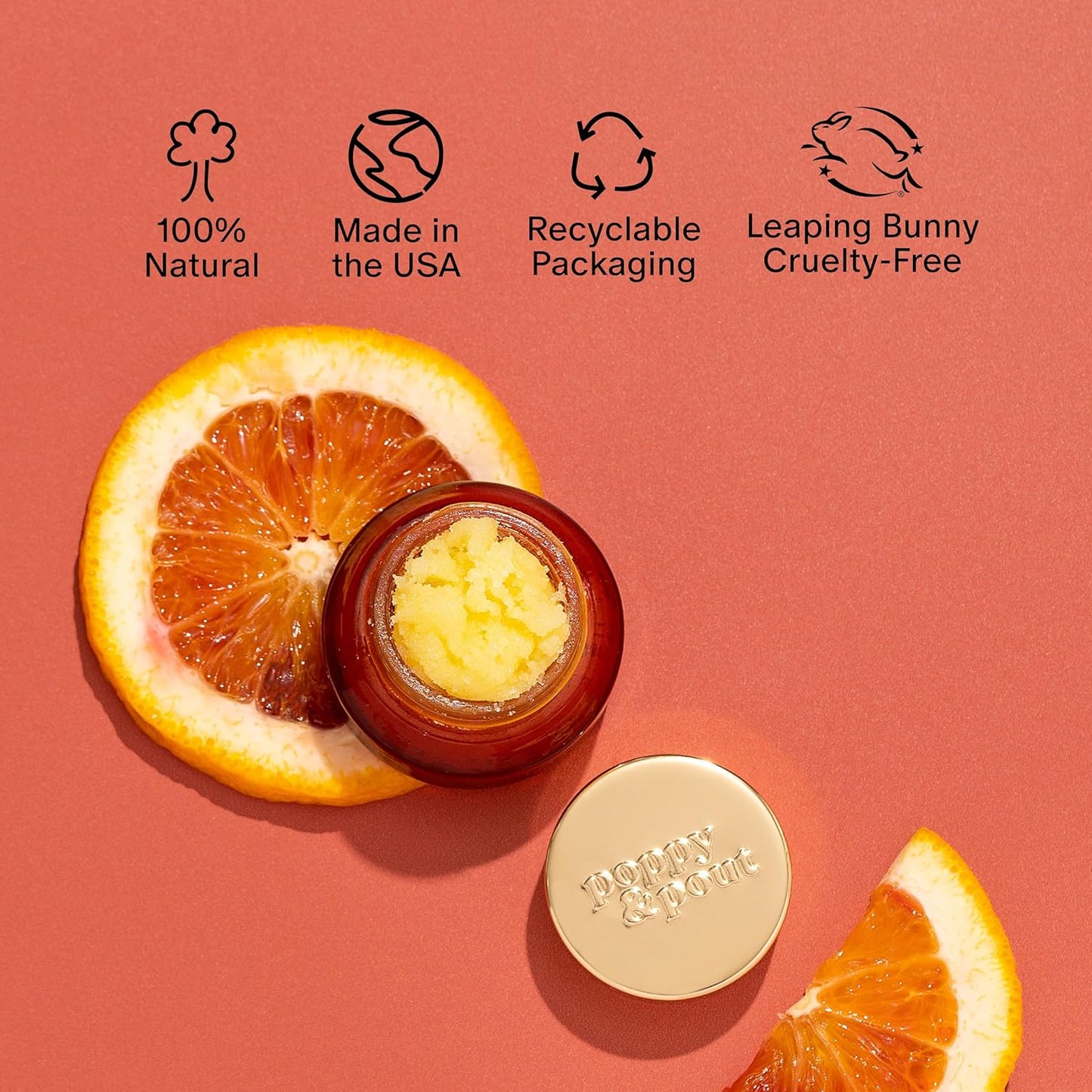 Poppy & Pout Natural Lip Scrub, Moisturizing Sugar Scrub for Dry Lips, Lip Scrubber Exfoliator with Essential Oils Smooths and Hydrates Lips, In Recyclable Glass Jars, Cruelty Free - Sweet Mint
