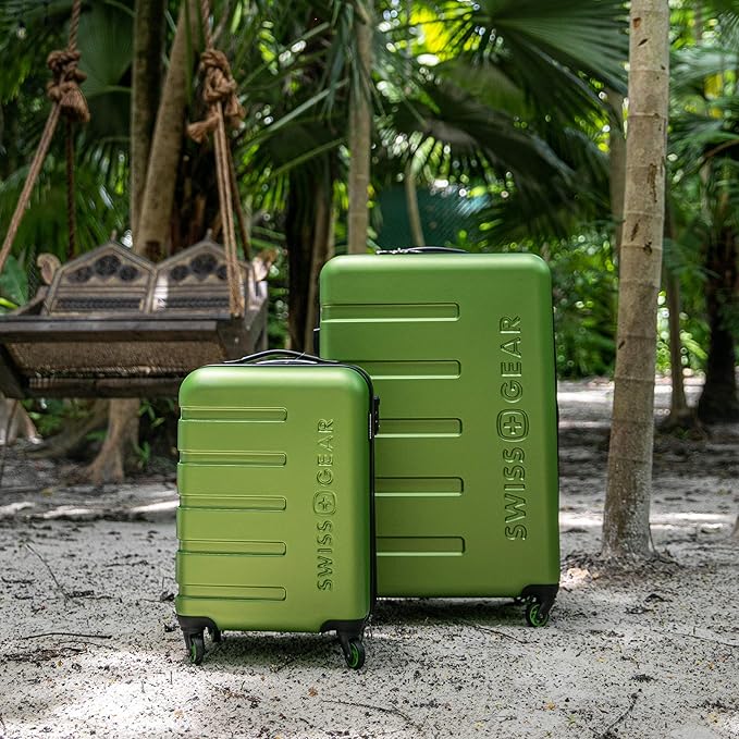 SwissGear 7366 Signature Hardside Expandable Luggage with Spinner Wheels, TSA Lock, Cup-Holder, Green, 3-Piece Set (19/23/27)