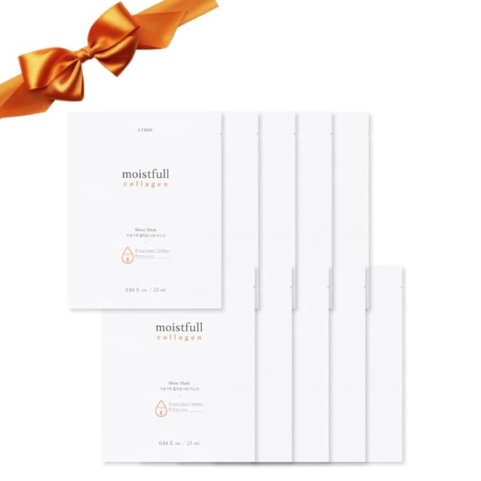 ETUDE Moistfull Collagen Sheet Mask 10pcs SET, Face Mask, Face Moisturizer, Super Collagen Water, Lupinus Albus Protein, Vegan Certified, Sensitive Skin, Deep Hydration, Korean Skin Care, Beauty