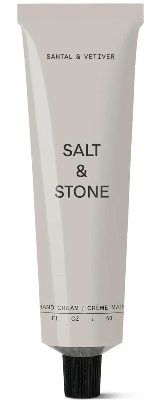 Salt & Stone Hand Cream for Women & Men | Santal & Vetiver | Hydrates, Nourishes & Softens Skin | Restores Dry Cracked Hands | Fast-Absorbing | Cruelty-Free & Vegan (2 fl oz) - Glowelle