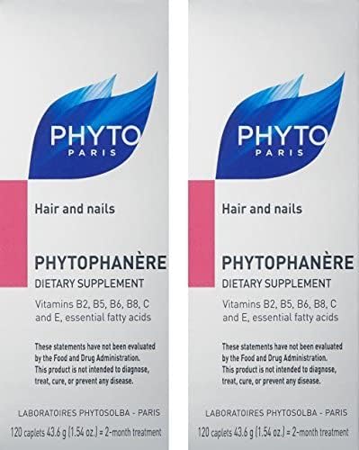 PHYTO Phytophanère 100% Natural Hair Loss Thinning Dietary Supplement, 4-Month Supply,Capsule, 120 Count (Pack of 2) - Glowelle