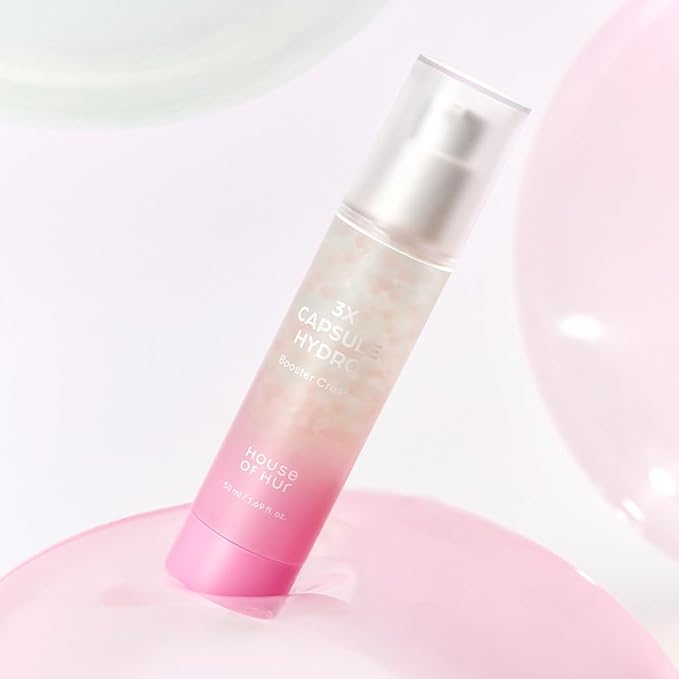 House of Hur 3X Capsule Hydro Booster Cream – 3-in-1 Hydrating Gel Cream + Primer – 8 Types Hyaluronic Acid, Hibiscus Collagen, Thyme + Green Tea – Non-Greasy – Korean Skincare – 1.69 fl oz (50 ml)