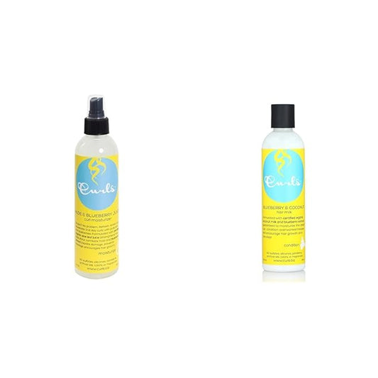 Curls Blueberry Bliss Aloe & Blueberry Juice Moisturizer 8oz & Blueberry Bliss Blueberry & Coconut Hair Milk 8 Fl Oz