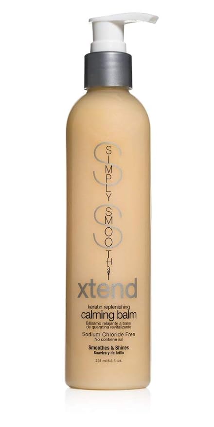 SIMPLY SMOOTH Xtend Keratin Replenishing Calming Balm Smoothing Or Curling Balm 1-Day Frizz Free Blowout Infused with Collagen To Repair Dry, Damaged, Unmanageable Hair 8.5 Oz.