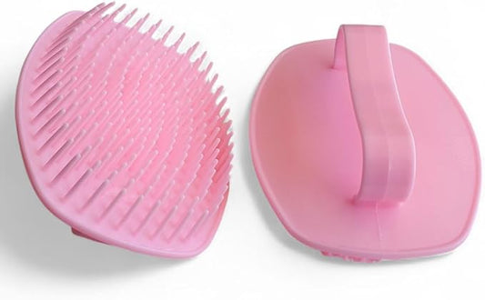 Detangler Hair Brush with Firm Bristles (4×3 in) – Dry & Wet Shampoo and Conditioner Scalp Massager for Deep Cleansing, Exfoliating & Dandruff Control. Multi-Use for Hair, Beard & Scalp (2 PC,Pink)