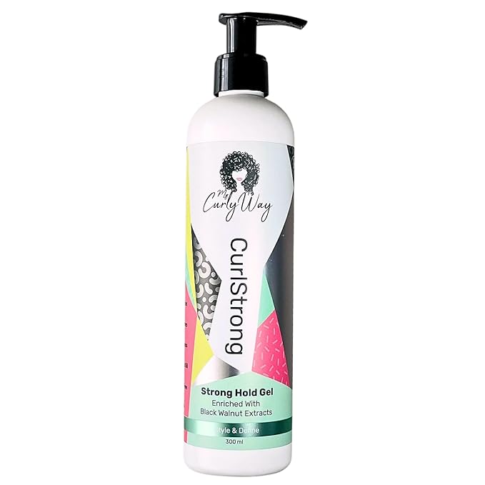 Curly Hair Strong Hold Gel – Curlstrong Styling and Defining Gel for Waves, Curls and Coils - 100% Vegan (10 oz.)